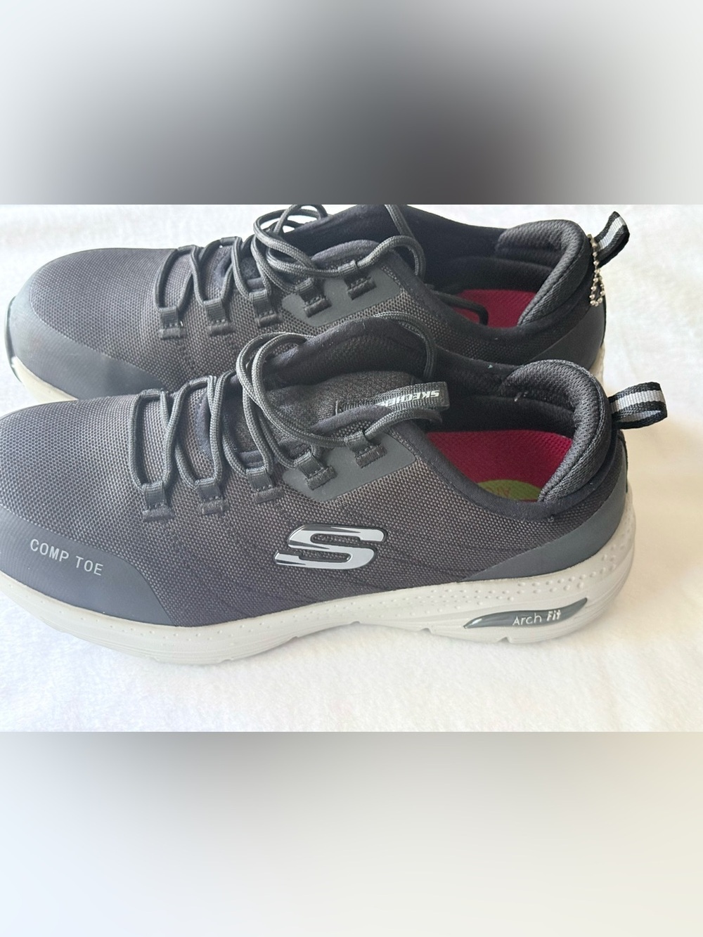 Skechers Arch Fit SR Ebinal Womens Size 9 Black Gray Composite Toe Work Shoes